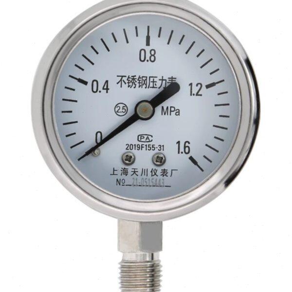上海天川仪表/全不锈钢压力表Y-60BF耐高温耐酸碱304材质防腐0.6
