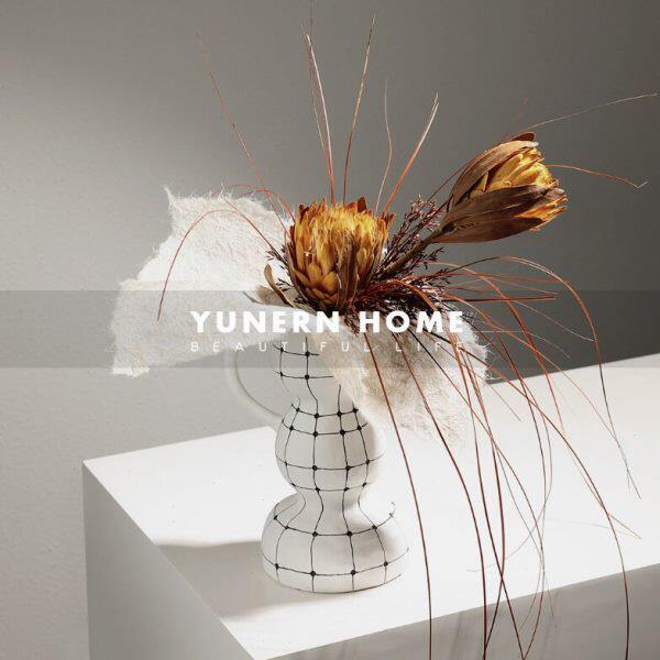 现代轻奢黑白陶瓷花瓶摆件软装家居客厅电视柜餐桌插花花艺装饰品