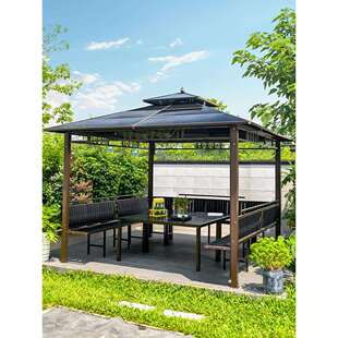 户外凉亭别墅庭院花园乘凉亭子现代遮阳棚凉棚阳光板室外露台凉亭