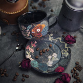 上岸锦鲤手工陶瓷覆古咖啡杯磨砂马克杯拉花创意情侣结婚生日礼物