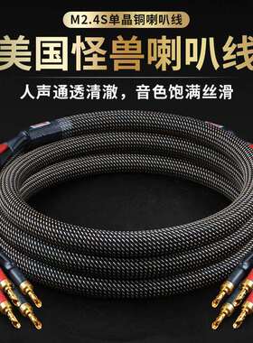 M2.4S单晶铜HIFI音箱发烧级喇叭线通用香蕉头AV功放音响连接线