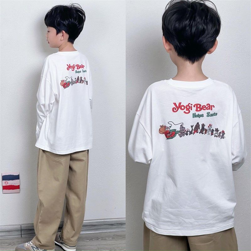 童童妈定制男女童韩版宽松纯棉白色前后动物卡通印花长袖T恤秋装,童装/婴儿装/亲子装,T恤,淘宝优惠券,粉丝福利购,淘宝优惠卷