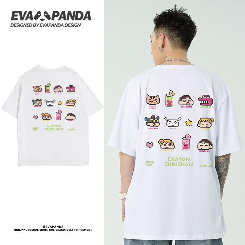 日系卡通像素t恤男夏季设计感2023新款灰色纯棉宽松个性短袖半袖,男装,T恤,淘宝优惠券,粉丝福利购,淘宝优惠卷