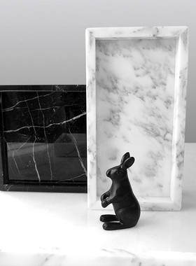 北欧天然大理石托盘首饰收纳盘卫生间厨房样板房家居装饰摆件定制