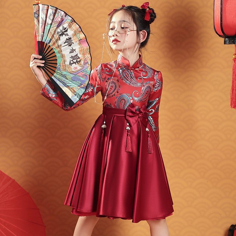 女童旗袍拜年服新中式儿童中国风礼服红色公主裙宝宝唐装秋冬过年,童装/婴儿装/亲子装,旗袍,淘宝优惠券,粉丝福利购,淘宝优惠卷
