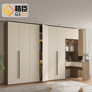 定制一门到顶衣柜 平开门简约现代大衣橱 欧松板家用卧室奶油白
