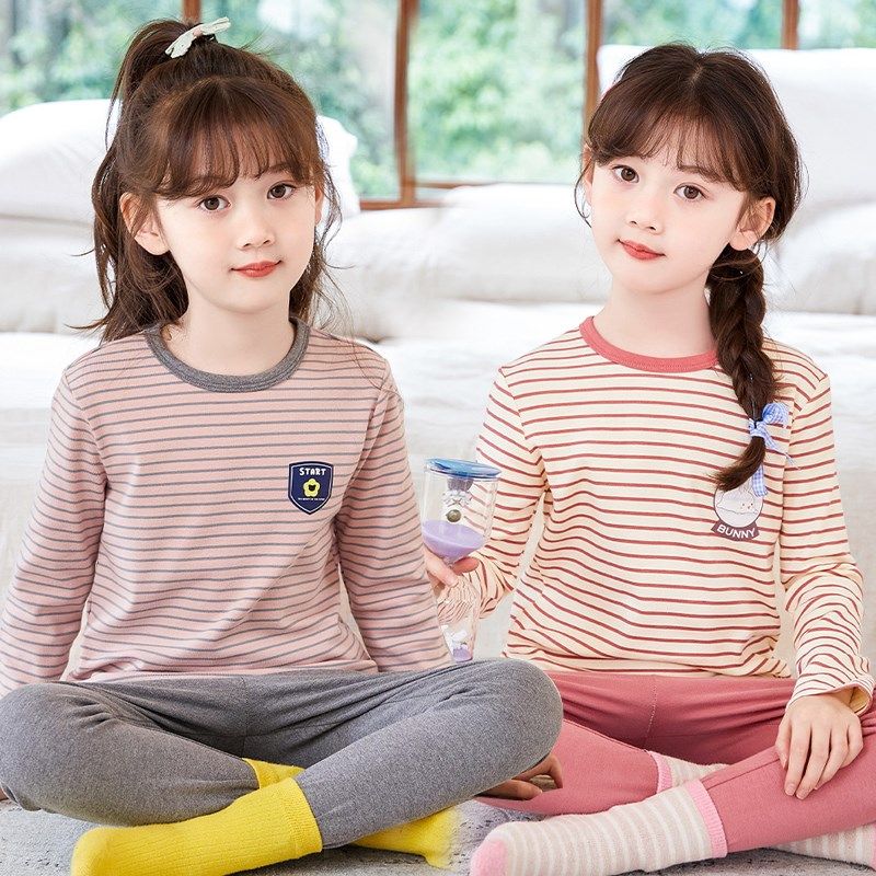 儿童秋衣秋裤套装纯棉秋冬女童保暖内衣a类全棉毛衫女孩睡衣线衣