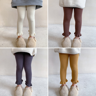 保暖针织裤 宝宝毛线裤 子 韩国女童2023秋冬新款 洋派百搭自留推荐