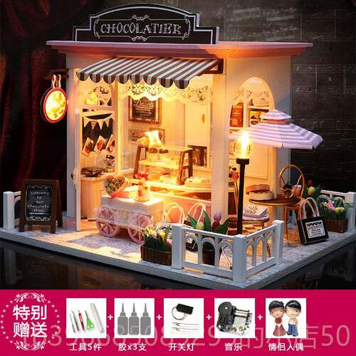 高档DI小屋手工新时间咖啡Y房拼店装铺馆子模型制作玩具创意生日