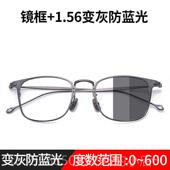 高档纯钛方框眼镜男潮劳流文艺防视蓝辐射护眼抗光疲近余文乐同款