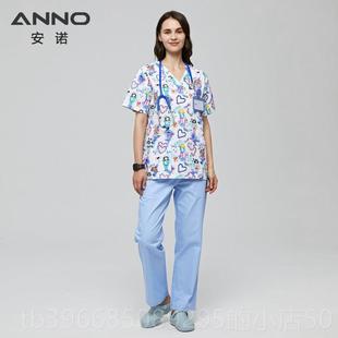 高档安洗手服印花宠刷物医士生护工作制服手衣男诺女款 小护士