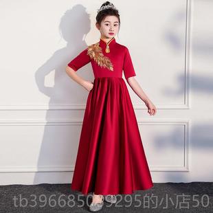 高档国中式红团色男童女童赛大庆合唱演出服中山装诗歌朗诵比表演