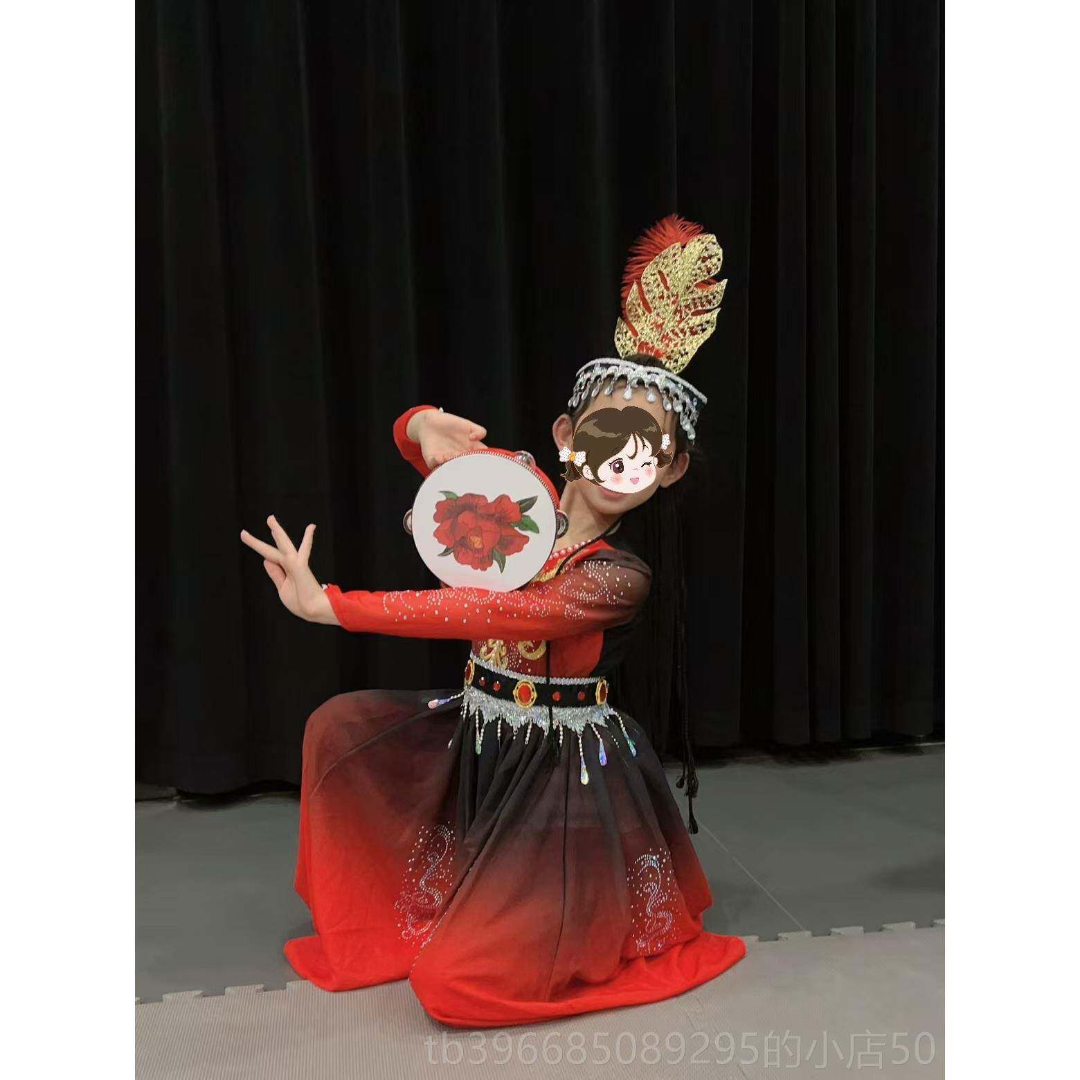 高档新疆舞服蹈演出儿童维吾族族少儿表演古丽维女童民少数族舞蹈