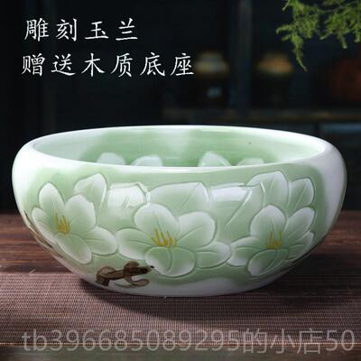 高档景德镇陶瓷缸鱼缸号乌龟荷花缸睡莲碗莲培铜钱草水大花盆客厅