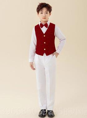 高档中服小学生比儿童红合唱团表演装红色诗歌朗诵演讲赛歌爱国服