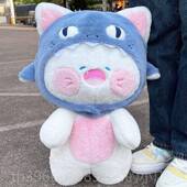 高档可爱抱鲨瞄猫公仔毛绒玩具鲨bee物嘟嘟玩偶布娃娃枕情人节礼