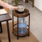 移动小茶台茶桌侧边柜家用茶车实木泡茶吧几烧水壶一体茶水柜架子