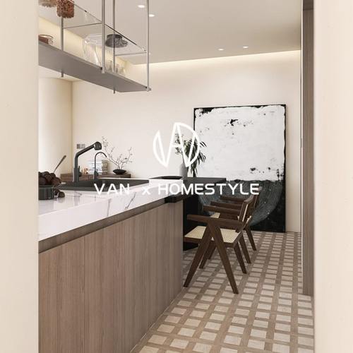 梵内 侘寂格子木纹砖仿木地板瓷砖 复古卫生间厨房地砖600x600