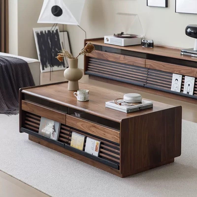 北欧黑胡桃木实木茶几北欧客厅全实木极简茶桌客R厅意式简约咖啡