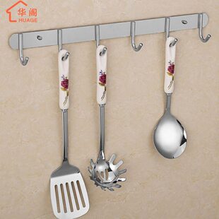 304不锈钢厨房墙上挂架挂杆置物架壁挂式 勺子铲子免打孔厨具挂钩