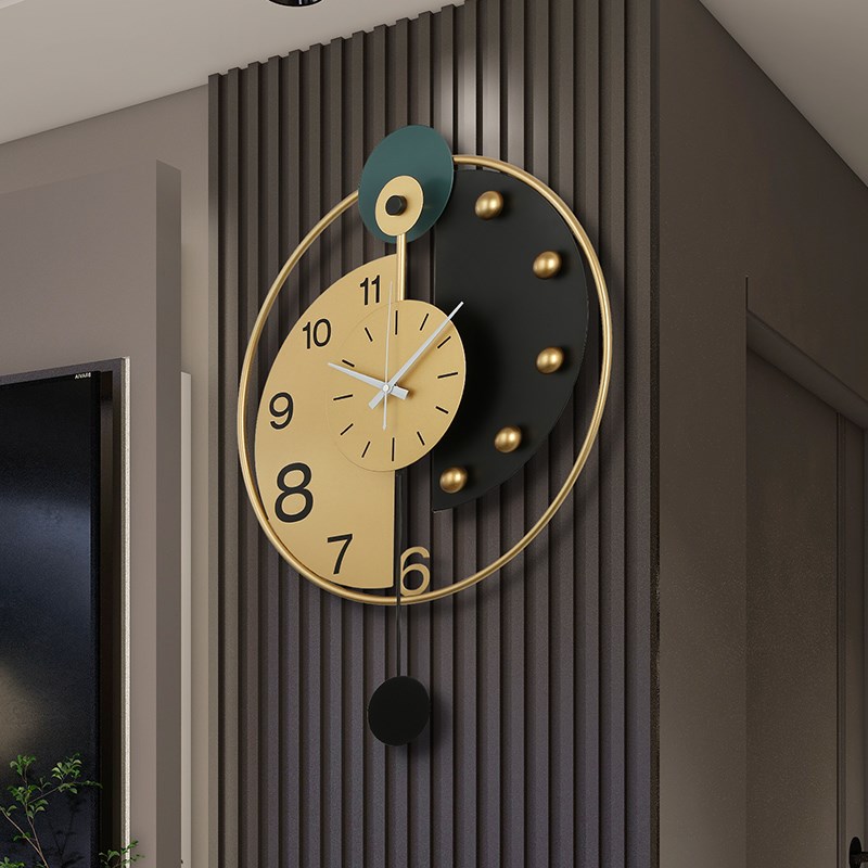 客厅挂钟轻奢风现代创意网红时钟2025H新款艺术时尚免打孔挂墙钟