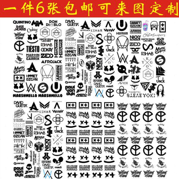 百大dj VAC电音节 艾伦 马丁盖瑞斯 包邮定制 黄爪纹身贴活动脸帖