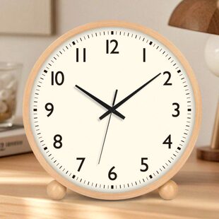 原木奶油风座钟客厅级桌面时钟书房摆台式钟表摆放式简约坐台钟