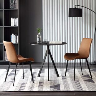 北欧现代轻奢洽谈桌椅组合会客休息区商务部售楼处接待小圆桌岩板