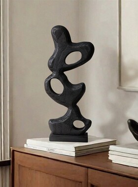 侘寂复古创意艺术高级木质摆件客厅桌面玄关电视柜书柜装饰新中式