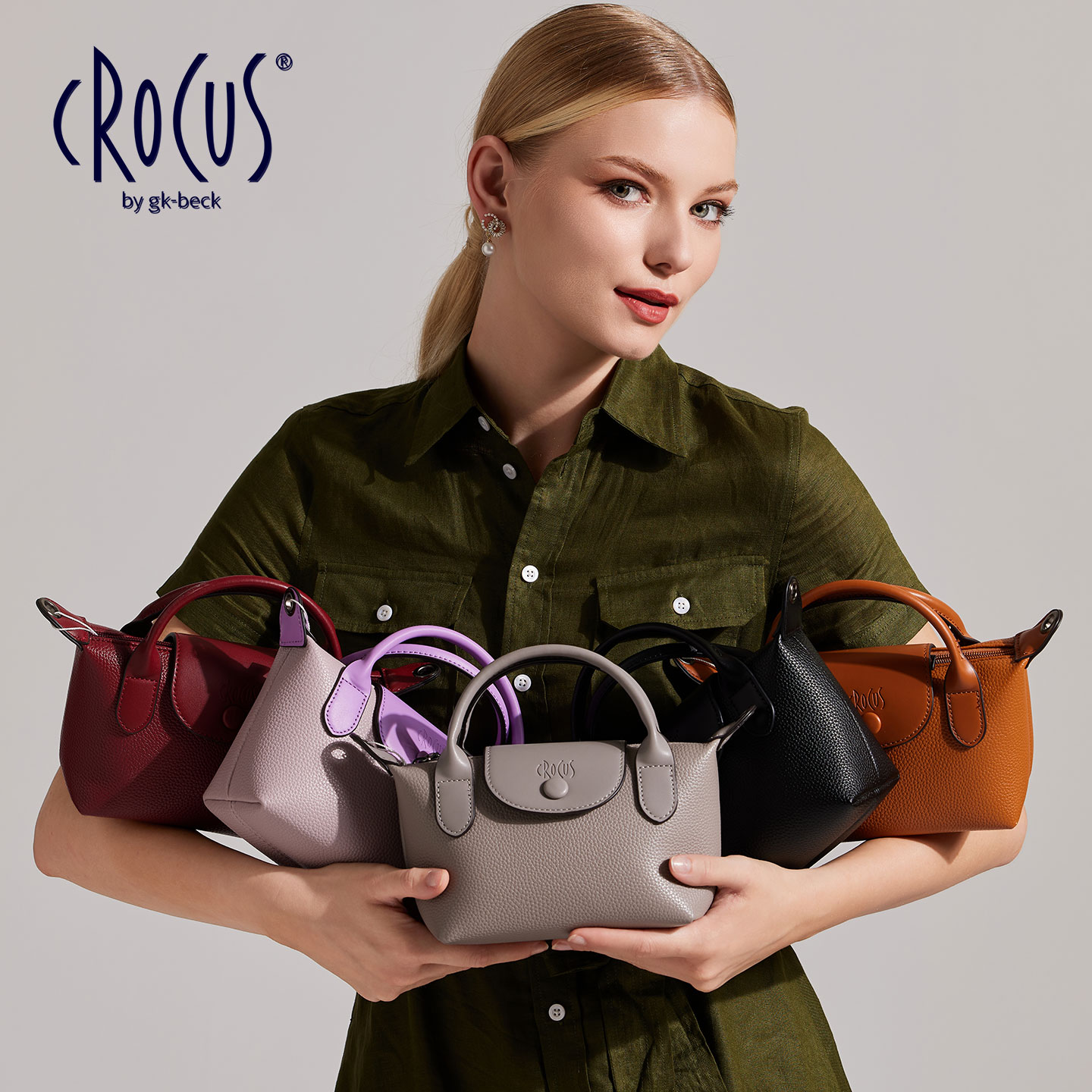 德国Crocus戛纳风情饺子包 小众百搭单肩手提斜挎腋下女包CR005