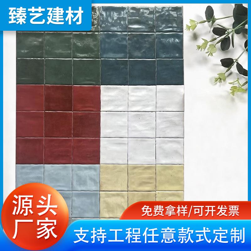 欧式复古全瓷模具面渐变色亮哑光方砖厨卫咖啡连锁民宿吧台背景砖