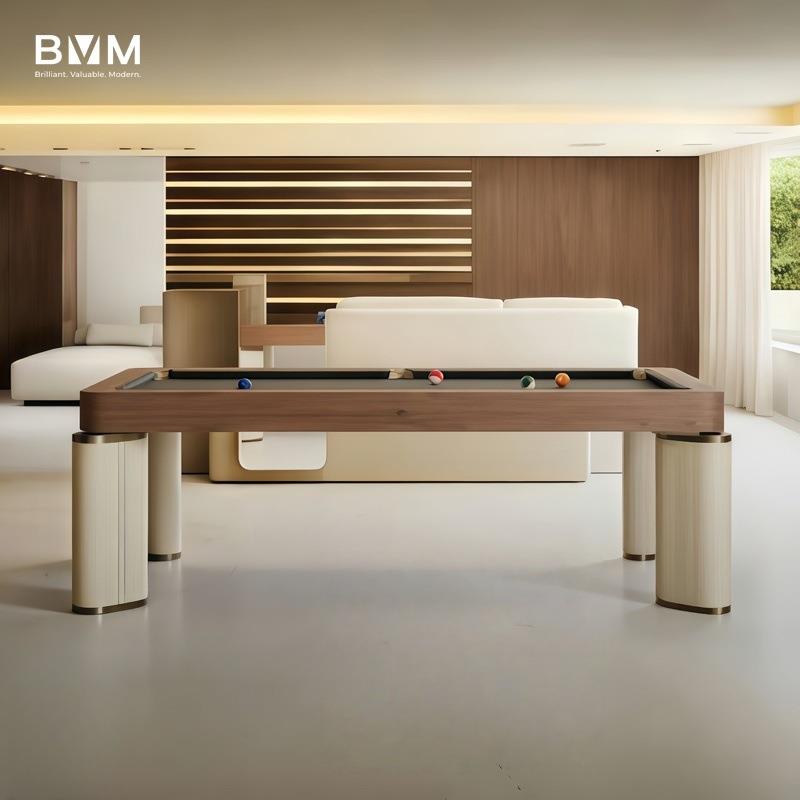 意式轻奢扪皮实木家用台球桌餐桌二合一豪宅会所设计师款桌球台