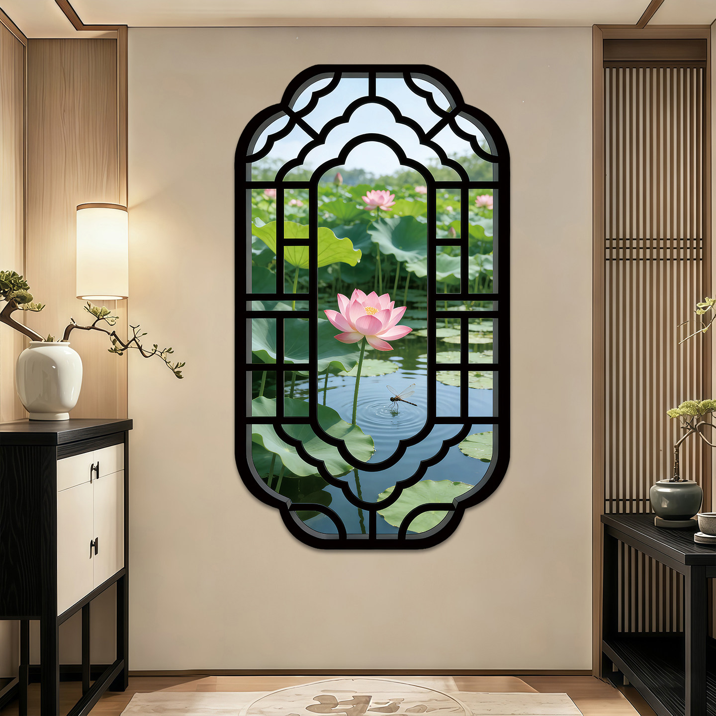 中式画墙贴3D立体壁画贴纸自粘软装墙贴
