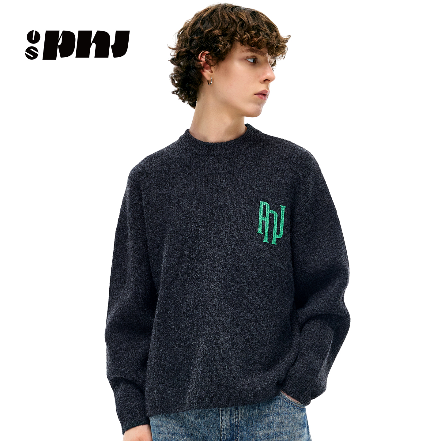 2025春重磅混纺圆领毛衣男