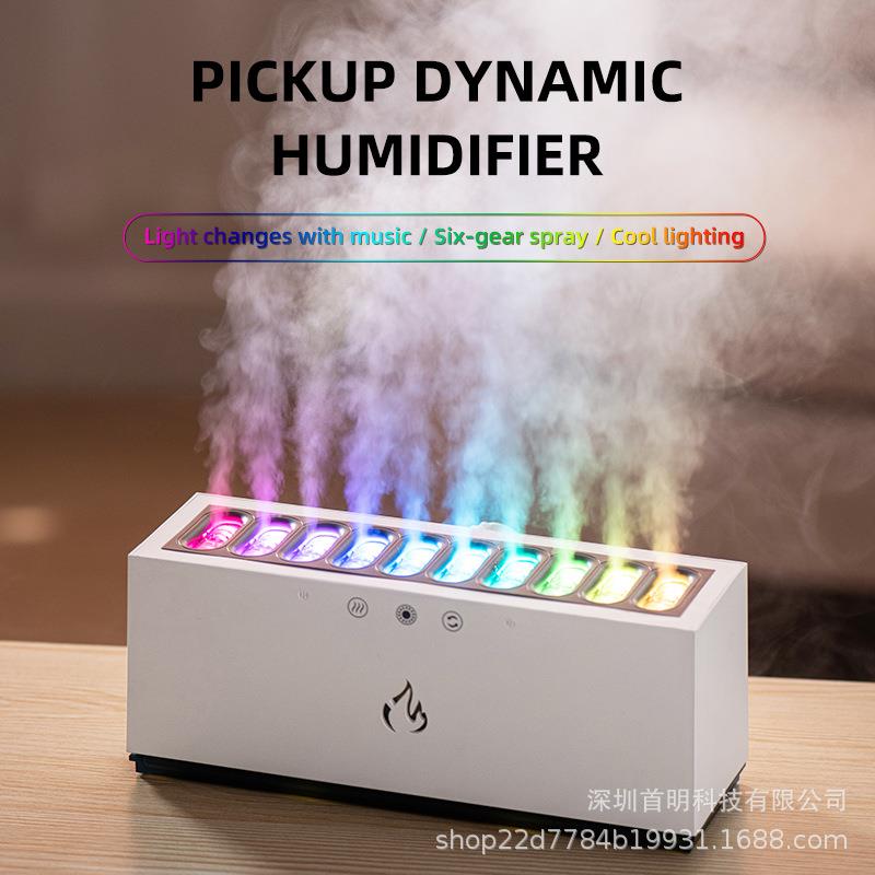 动感拾音加湿器家用多喷头大雾量RGB七彩灯光负离子静音补水