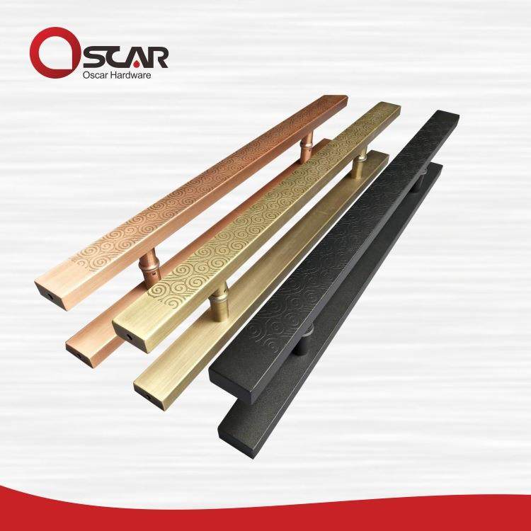 雕刻祥云拉手不锈钢玻璃门把手中式仿古铜大拉手豪华门手