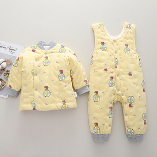 宝宝手工棉花棉衣抱婴袋套装 秋冬加厚男女童棉服两件 婴儿棉袄棉裤