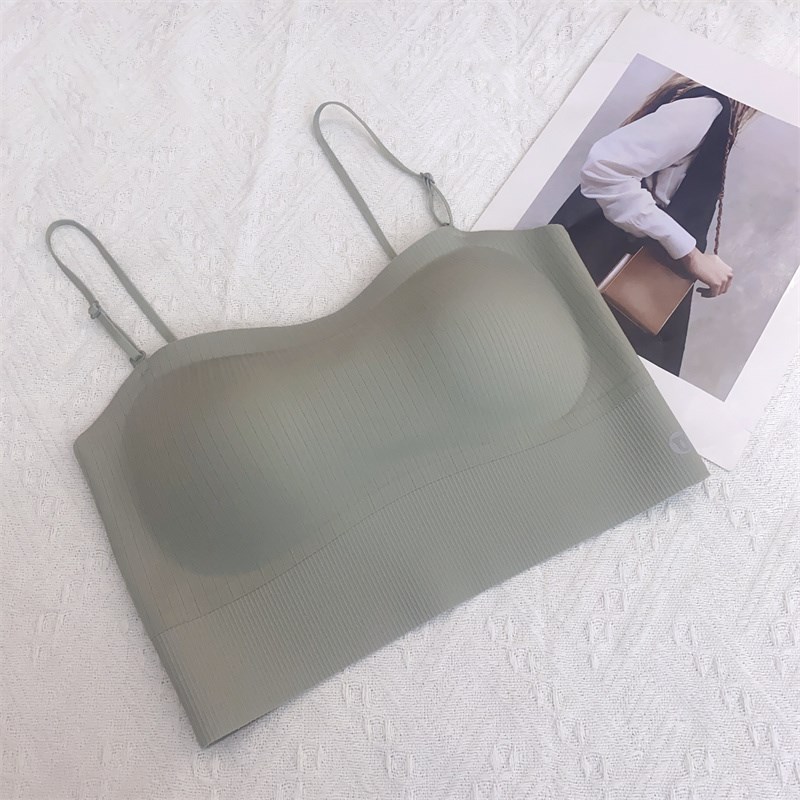枫之欣868一字领美背无痕内衣女薄款小胸聚拢裹胸防走光抹胸背心图片