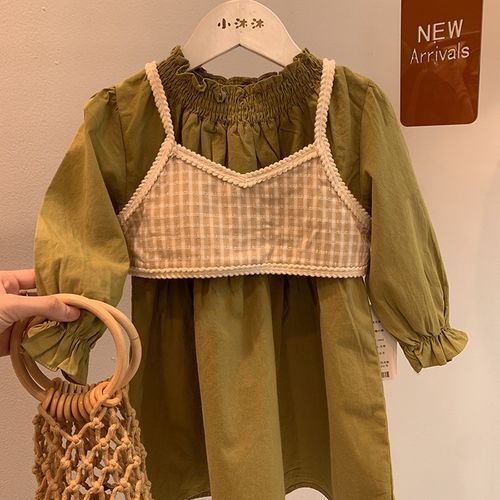 女童春秋连衣裙儿童2022新款裙子小童纯棉两件套裙宝宝洋气公主裙