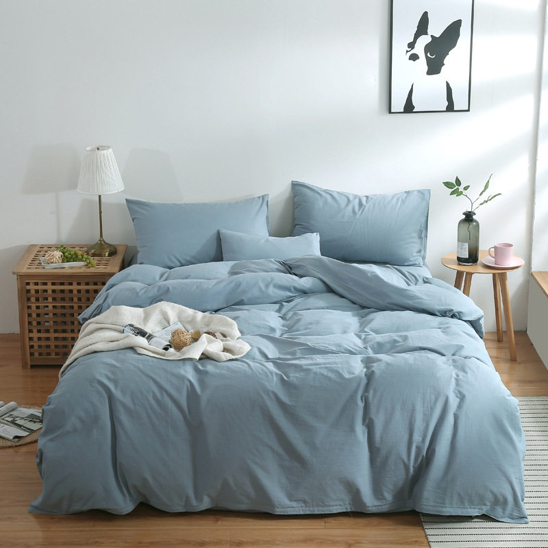 一色被罩单件纯棉被套1.5x2.15简约纯色素色1.5x2.0米150x215蓝色