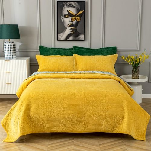 韩式一面纯棉一面宝宝绒床盖单件双人床单双面榻榻米垫爬爬垫防滑