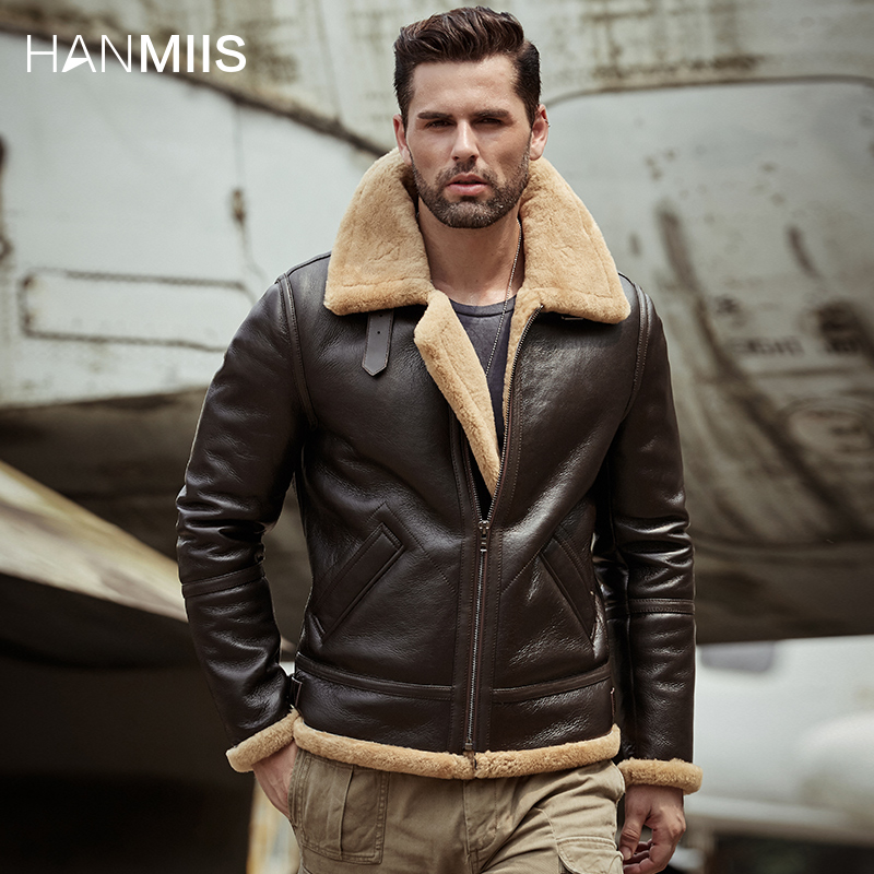 绵羊皮毛一体B3男士机车皮草