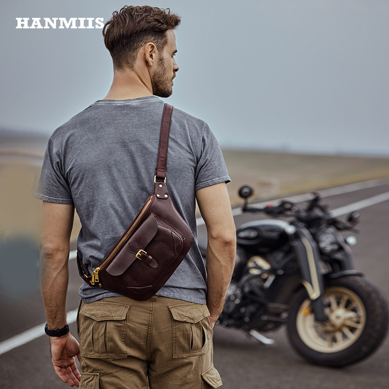 HANMIIS轻薄系列 植鞣牛皮斜挎包真皮男士胸包休闲包单肩包骑行包,箱包皮具/热销女包/男包,胸包,淘宝优惠券,粉丝福利购,淘宝优惠卷