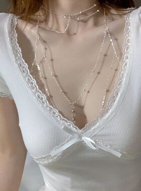 纯奢小众项链辣妹身体链胸链欧美性感立体背链设计锁骨链热卖