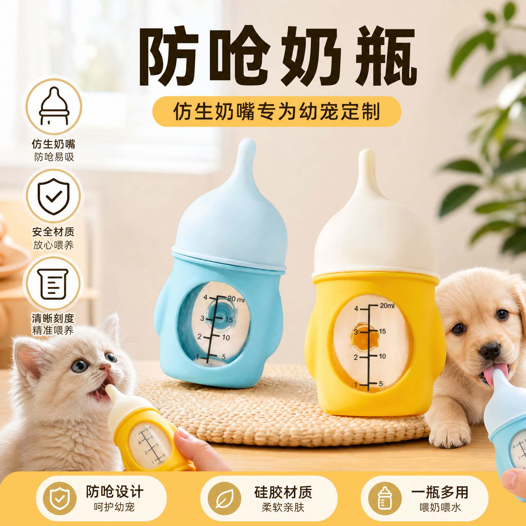 幼猫幼犬防呛奶瓶喂食神器图片