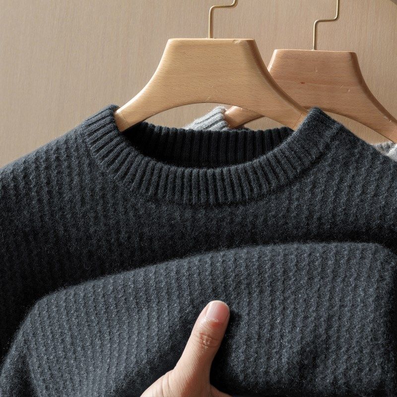 100纯山羊绒衫男士移针水波纹中厚圆领长袖套头长袖针织衫毛衣,男装,羊绒套衫,淘宝优惠券,粉丝福利购,淘宝优惠卷