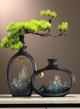 新中式花瓶摆件客厅电视柜装饰品办公室桌面摆设玄关乔迁礼物