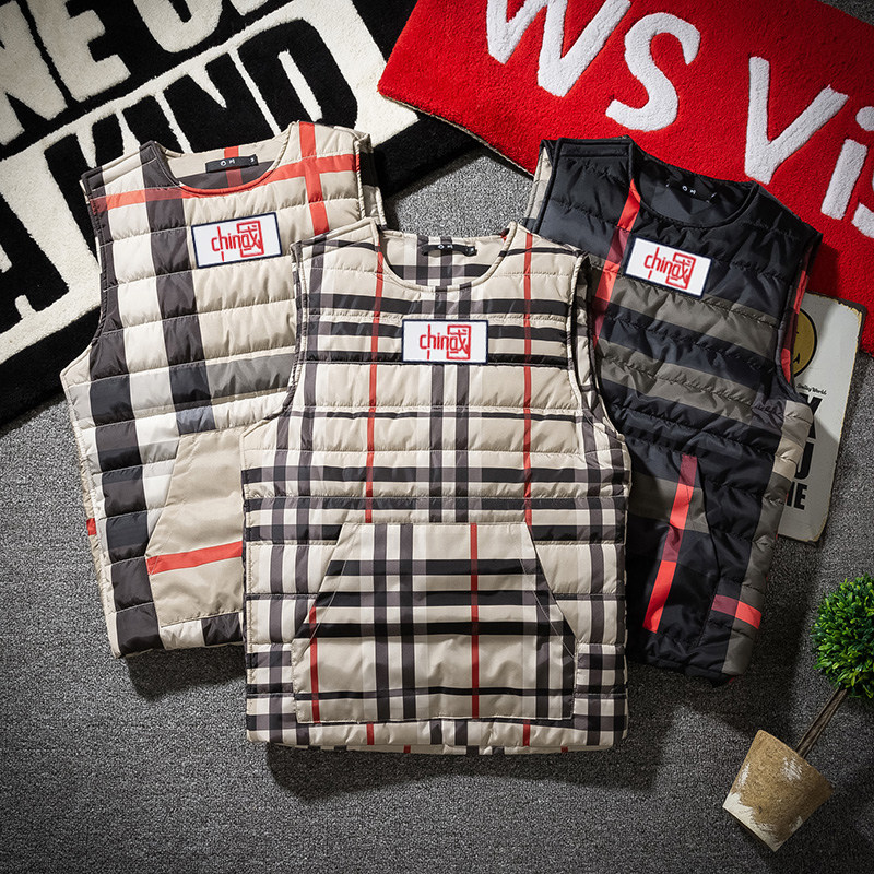 2021新款马甲男潮修身格子马夹吃鸡防弹二级甲套头背心情侣款马褂,男装,常规马甲,淘宝优惠券,粉丝福利购,淘宝优惠卷