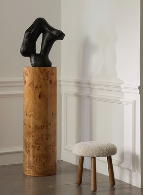 形上买手中古雕塑树瘤皮圆底座轻奢服装店艺术品装置落地展台摆件