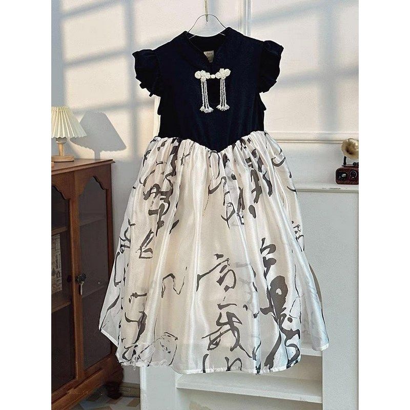 女童国风连衣裙夏季2025新款儿童新中式汉服马面裙小女孩旗袍裙子